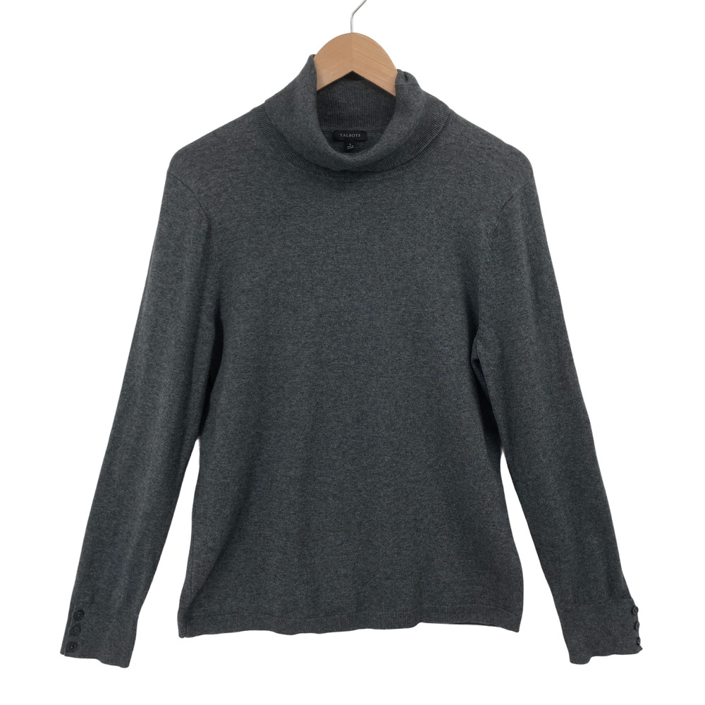 Talbots Gray Turtleneck Sweater Large Women Casual Office Layer Long Sleeve Top